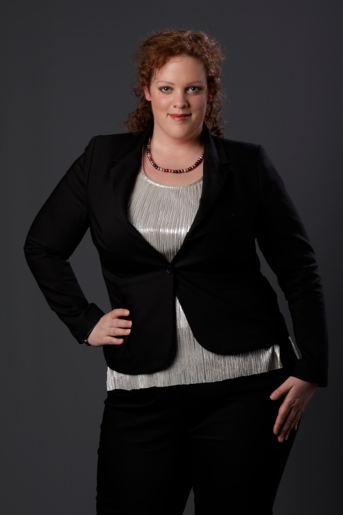 plus size black blazer and silver top by MS mode